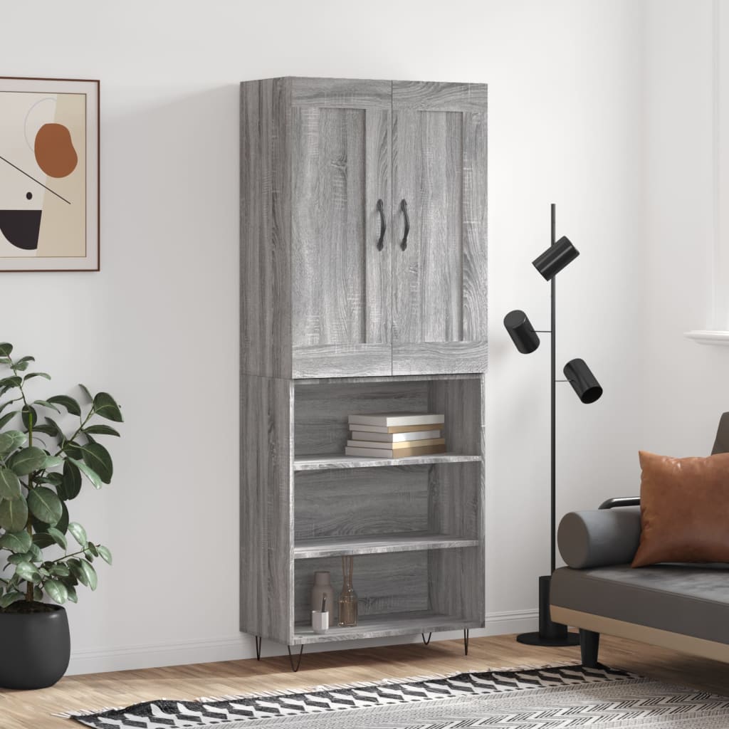 vidaXL Dulap înalt, gri sonoma, 69,5x34x180 cm, lemn compozit