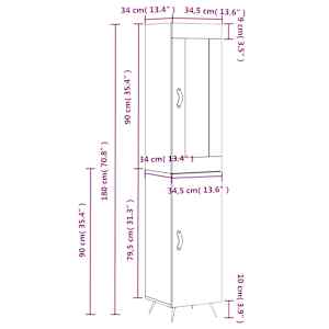 Skříň highboard betonově šedá 34,5x34x180 cm kompozitní dřevo - obrázek 13