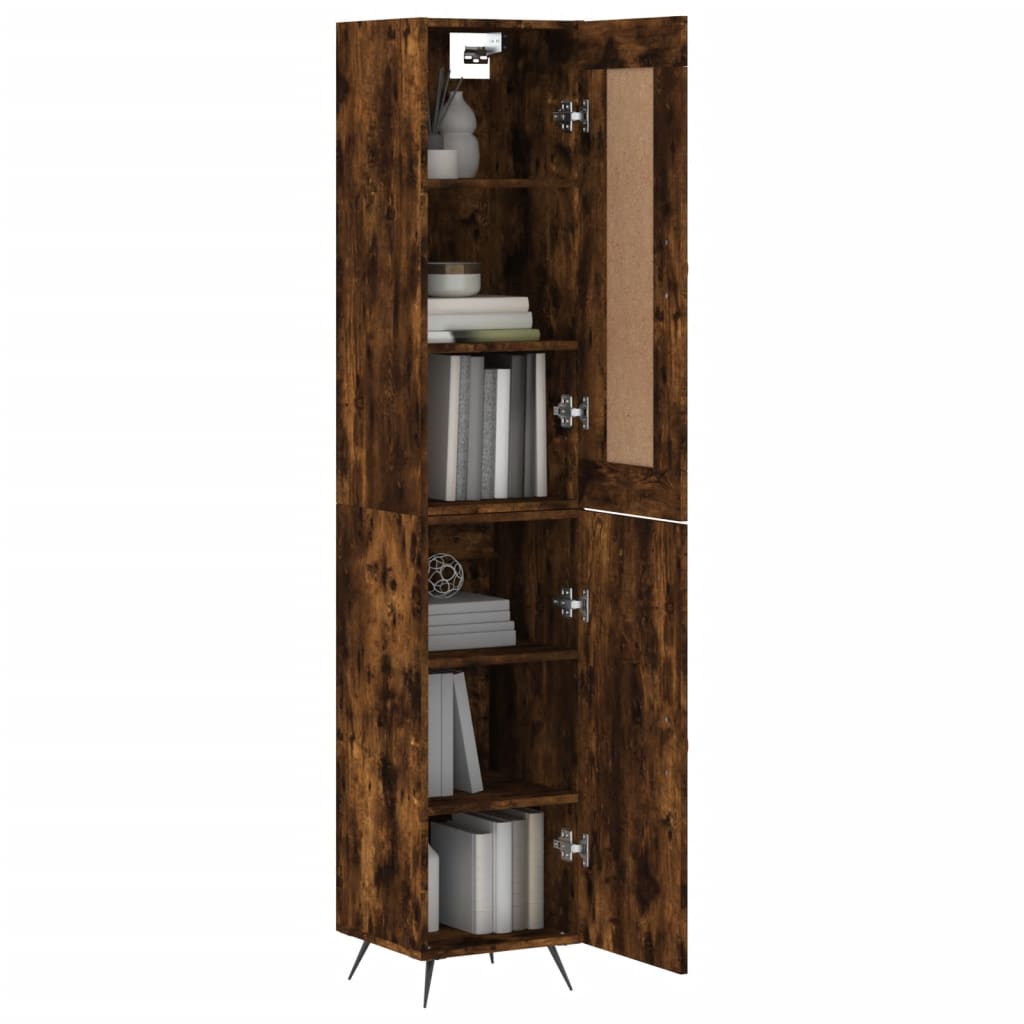 vidaXL Hoge kast 34,5x34x180 cm bewerkt hout gerookt eikenkleurig