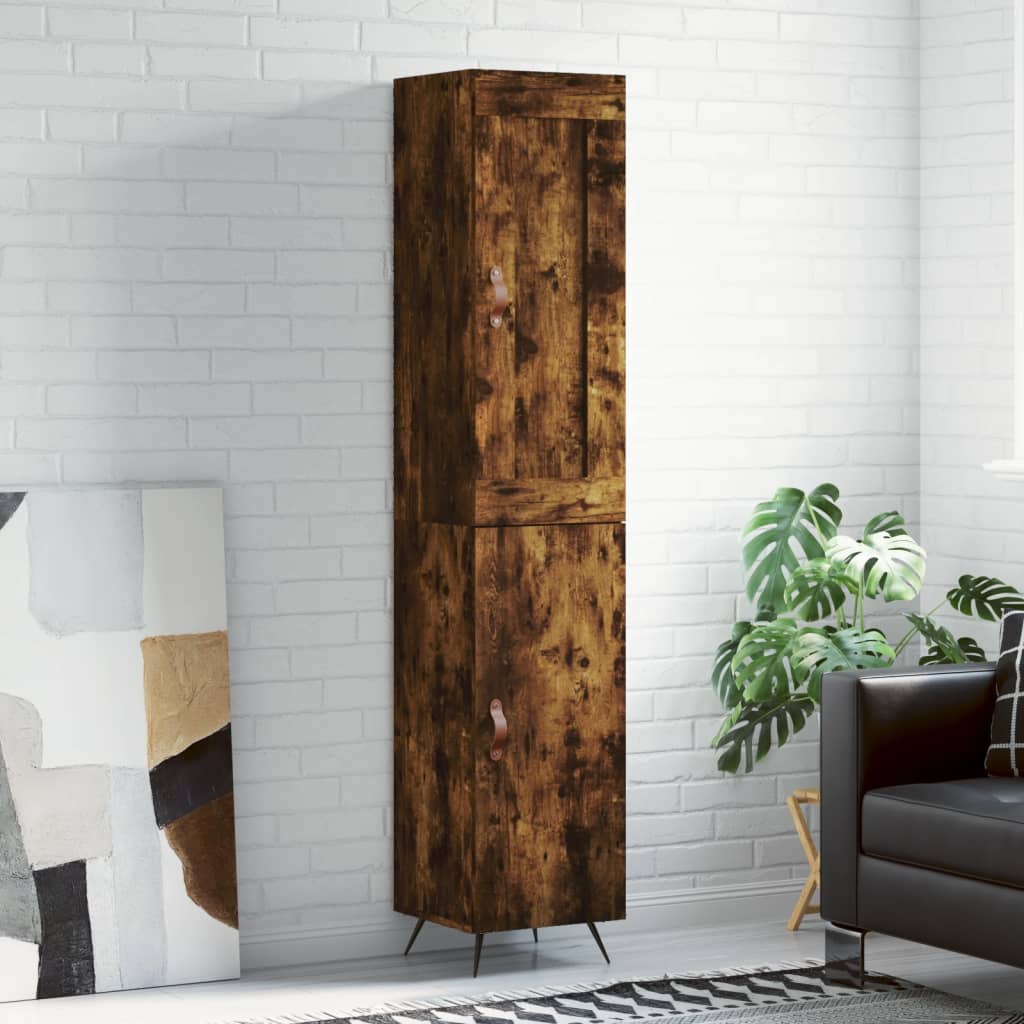 vidaXL Highboard Räuchereiche 34,5x34x180 cm Holzwerkstoff