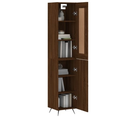 vidaXL Highboard brun eik 34,5x34x180 cm konstruert tre