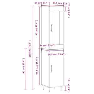 Skříň highboard kouřový dub 34,5 x 34 x 180 cm kompozitní dřevo - obrázek 13