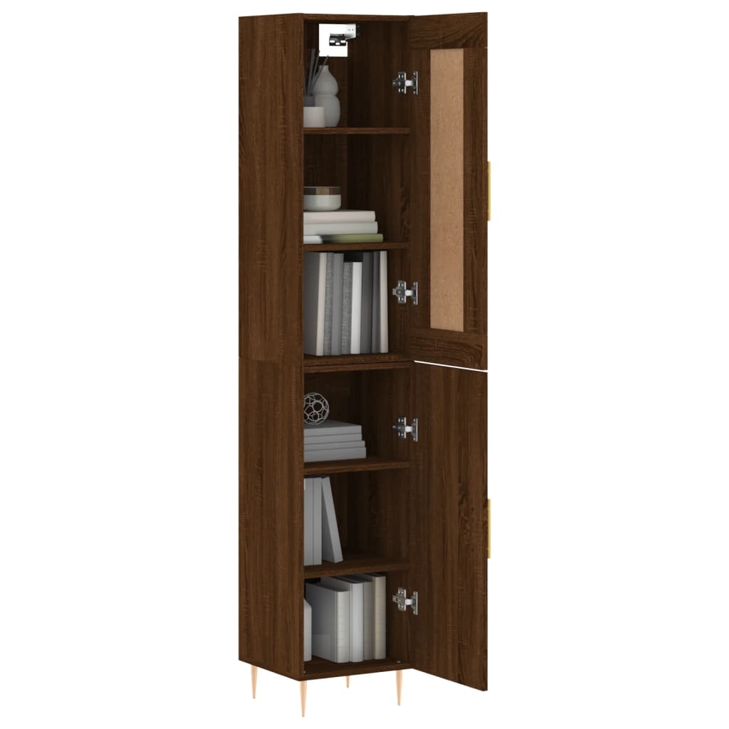 vidaXL Highboard Braun Eichen-Optik 34,5x34x180 cm Holzwerkstoff