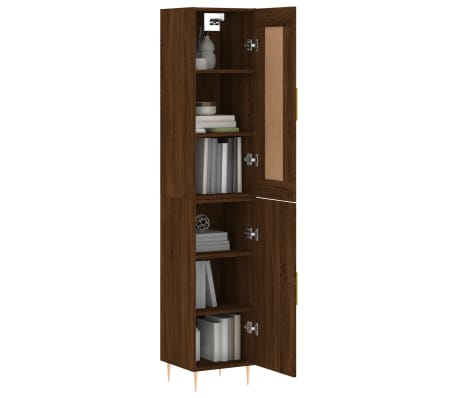 vidaXL Highboard Braun Eichen-Optik 34,5x34x180 cm Holzwerkstoff