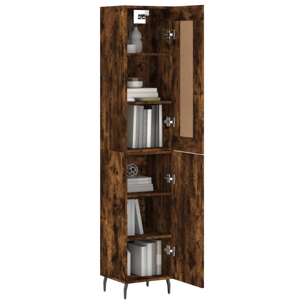 vidaXL Hoge kast 34,5x34x180 cm bewerkt hout gerookt eikenkleurig