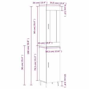 Skříň highboard kouřový dub 34,5 x 34 x 180 cm kompozitní dřevo - obrázek 13