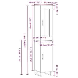 Skříň highboard betonově šedá 34,5x34x180 cm kompozitní dřevo - obrázek 13
