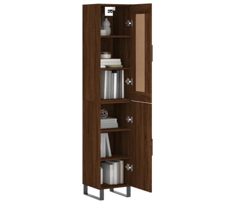 vidaXL H&aacute;r Sk&aacute;pur Br&uacute;n Eik 34,5x34x180 cm Samsettur Vi&eth;ur