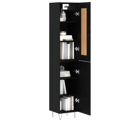 vidaXL Dulap &icirc;nalt, negru, 34,5x34x180 cm, lemn prelucrat