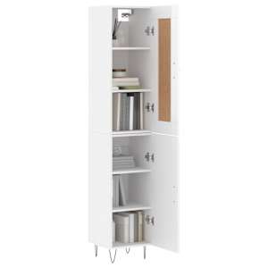 vidaXL Komoda, baltos spalvos, 34,5x34x180cm, apdirbta mediena, blizgi