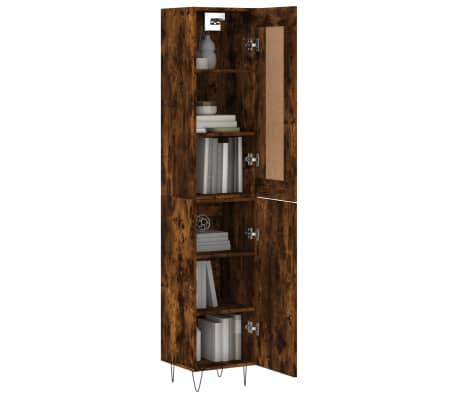 vidaXL Dulap &icirc;nalt, stejar fumuriu, 34,5x34x180 cm, lemn prelucrat