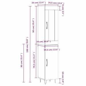 Skříň highboard kouřový dub 34,5 x 34 x 180 cm kompozitní dřevo - obrázek 13