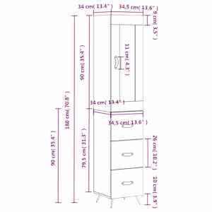 Skříň highboard bílá s vysokým leskem 34,5x34x180 cm kompozit - obrázek 14