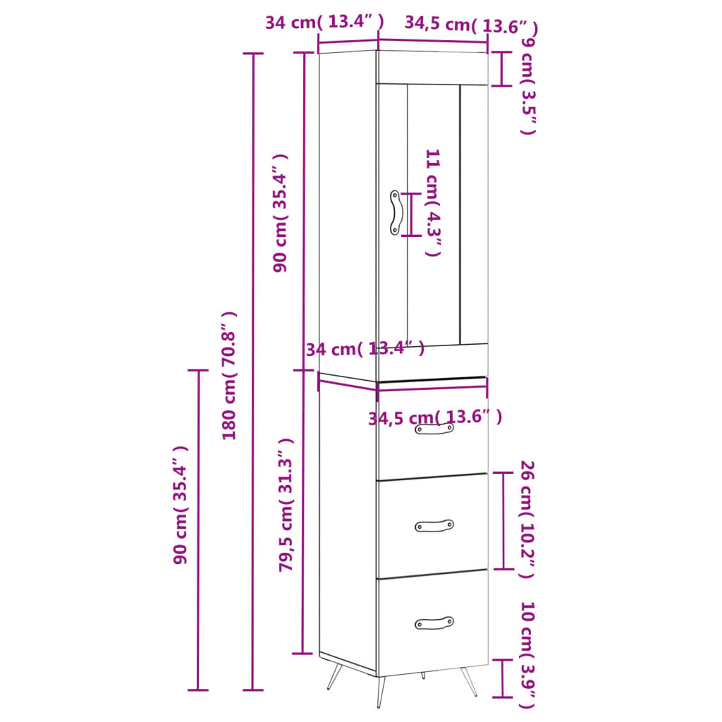Skříň highboard betonově šedá 34,5x34x180 cm kompozitní dřevo - obrázek 14
