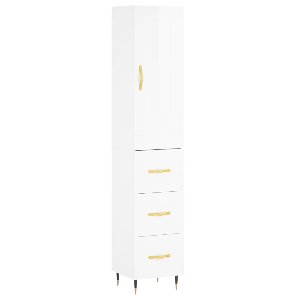 vidaXL Skříň highboard bílá s vysokým leskem 34,5x34x180 cm kompozit