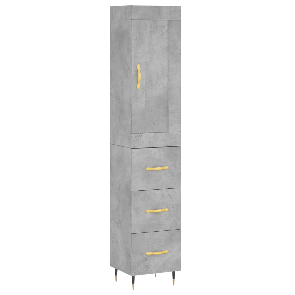 Thumbnail - vidaXL Highboard Betongrau 34,5x34x180 cm Holzwerkstoff