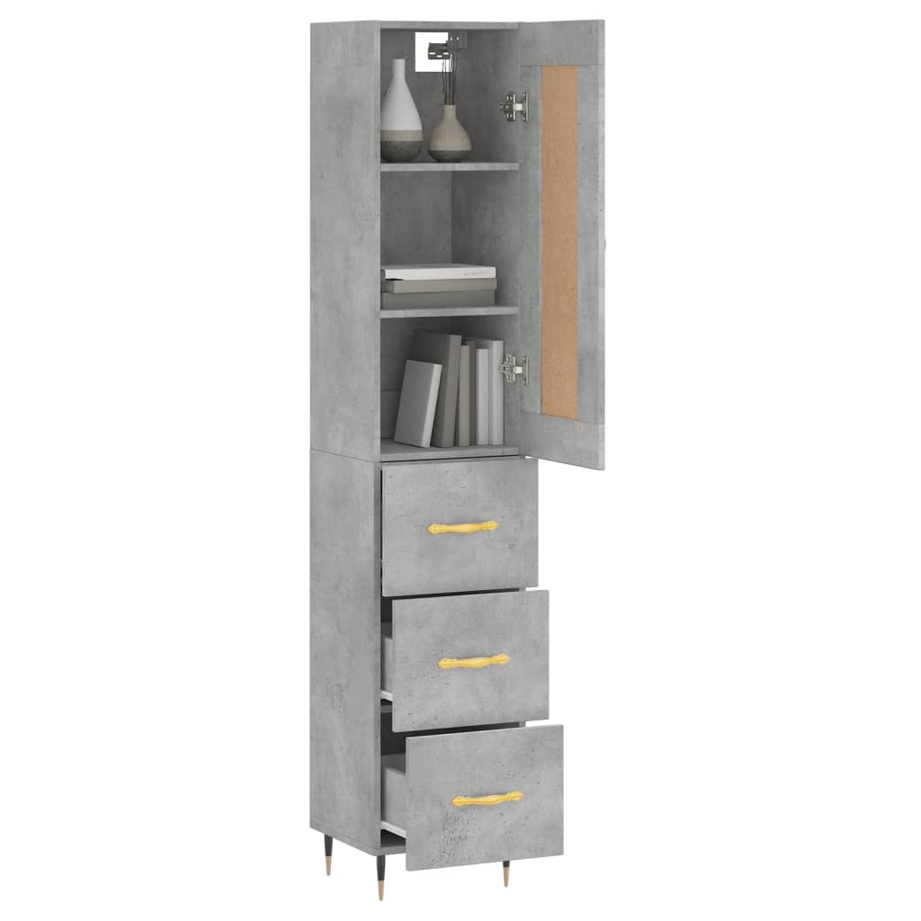 Thumbnail - vidaXL Highboard Betongrau 34,5x34x180 cm Holzwerkstoff