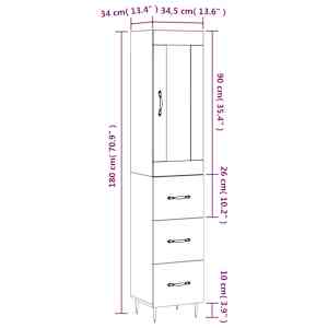 Skříň highboard betonově šedá 34,5x34x180 cm kompozitní dřevo - obrázek 14
