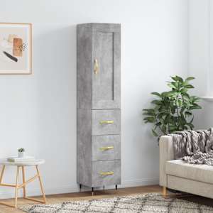Visoka omara betonsko siva 34,5x34x180 cm inženirski les