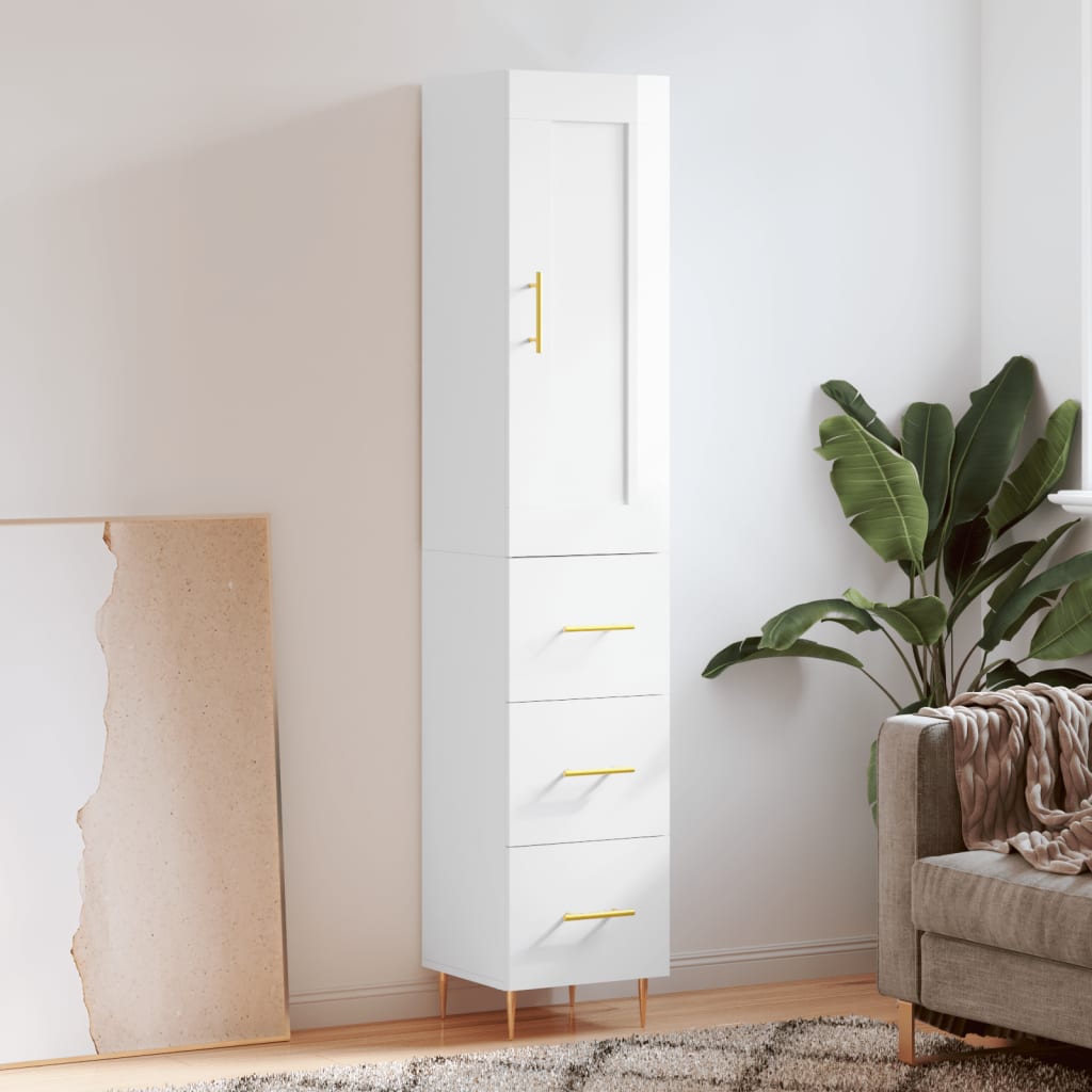 Skříň highboard bílá s vysokým leskem 34,5x34x180 cm kompozit