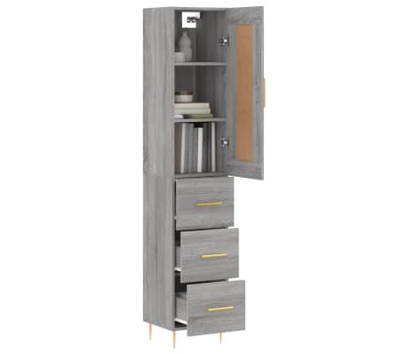 vidaXL Highboard Grau Sonoma 34,5x34x180 cm Holzwerkstoff