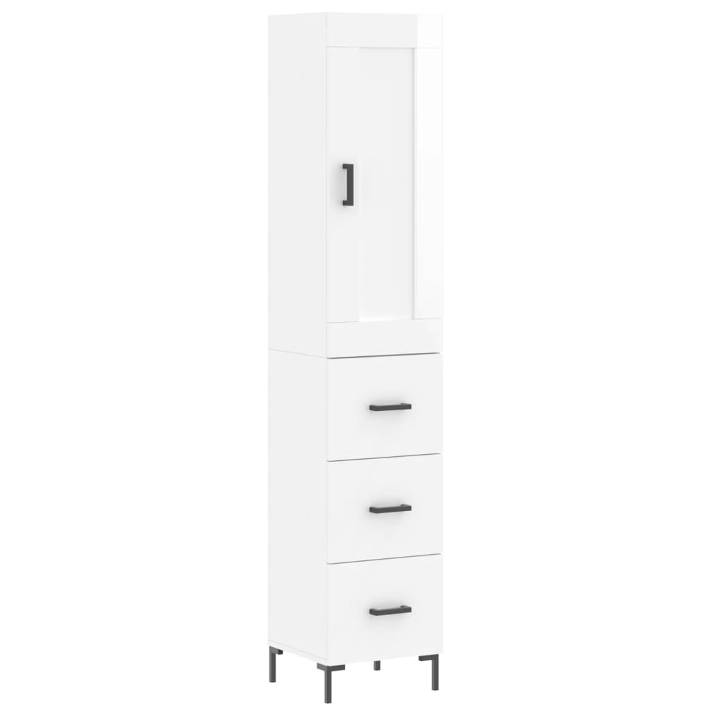 vidaXL Skříň highboard bílá s vysokým leskem 34,5x34x180 cm kompozit