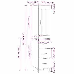 Skříň highboard betonově šedá 34,5x34x180 cm kompozitní dřevo - obrázek 14