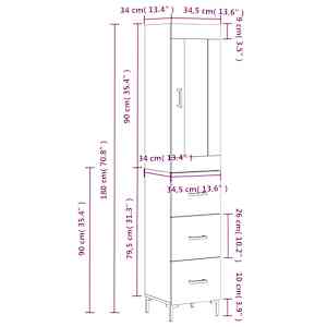 Skříň highboard kouřový dub 34,5 x 34 x 180 cm kompozitní dřevo - obrázek 14