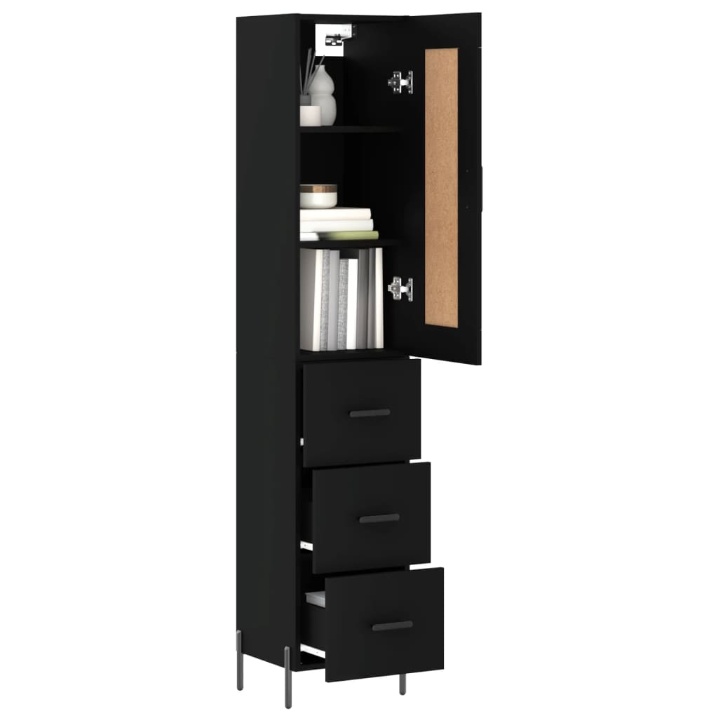 vidaXL Highboard Black 34.5x34x180 cm Engineered Wood