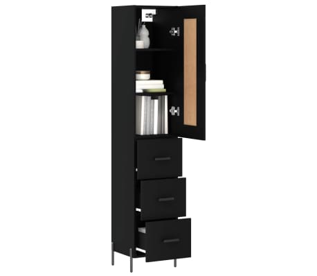 vidaXL Highboard Black 34.5x34x180 cm Engineered Wood