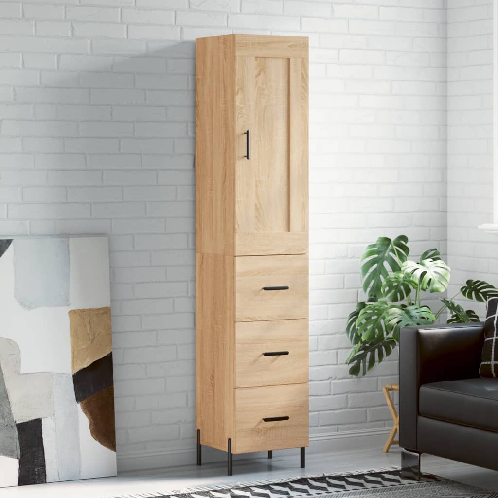 vidaXL Highboard Sonoma-Eiche 34,5x34x180 cm Holzwerkstoff