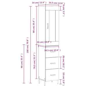Skříň highboard betonově šedá 34,5x34x180 cm kompozitní dřevo - obrázek 14