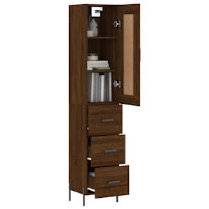 Skříň highboard hnědý dub 34,5 x 34 x 180 cm kompozitní dřevo - obrázek 3