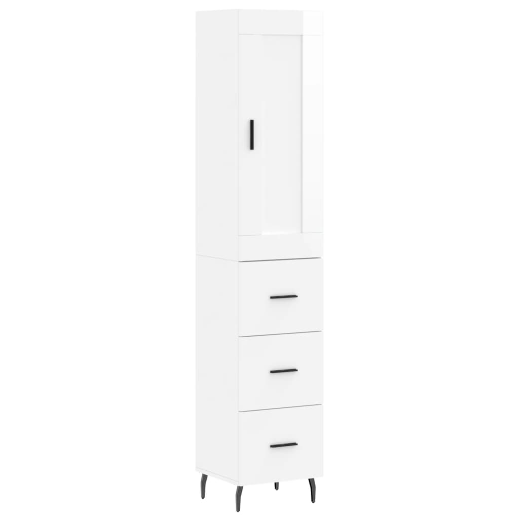 vidaXL Skříň highboard bílá s vysokým leskem 34,5x34x180 cm kompozit