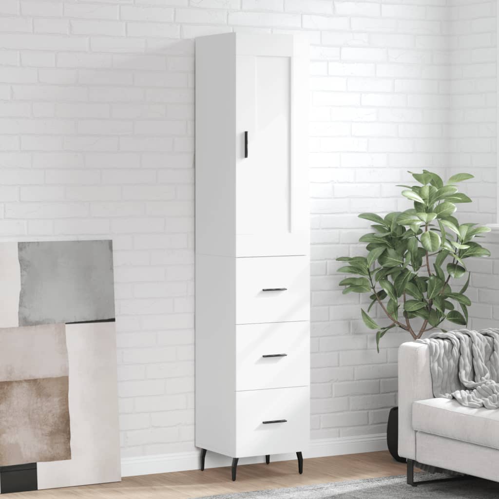 Skříň highboard bílá s vysokým leskem 34,5x34x180 cm kompozit