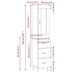Skříň highboard betonově šedá 34,5x34x180 cm kompozitní dřevo - obrázek 14