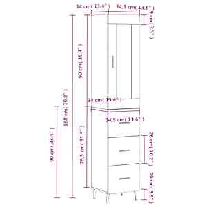 Skříň highboard kouřový dub 34,5 x 34 x 180 cm kompozitní dřevo - obrázek 14