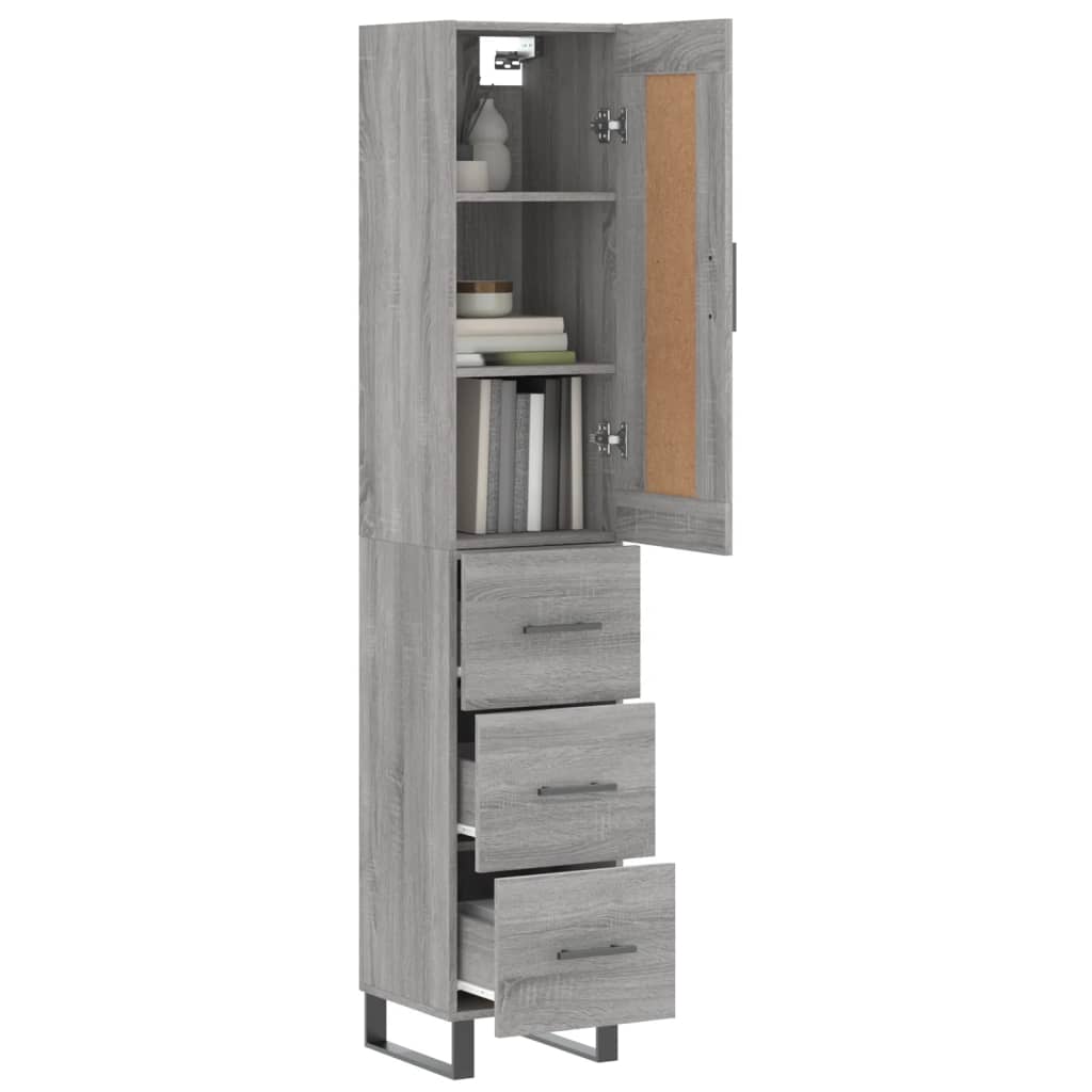 vidaXL Highboard Grau Sonoma 34,5x34x180 cm Holzwerkstoff