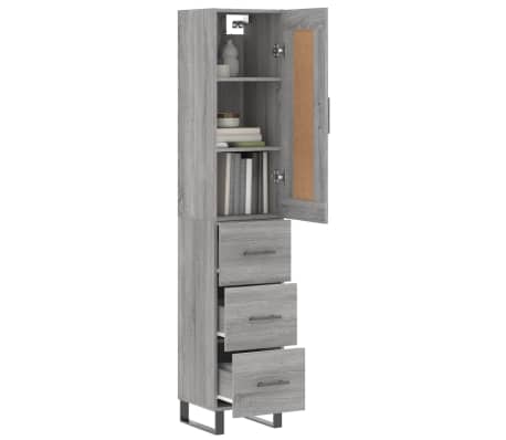 vidaXL Highboard Grau Sonoma 34,5x34x180 cm Holzwerkstoff