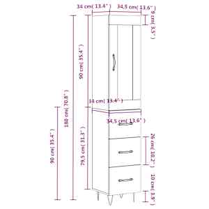 Skříň highboard bílá s vysokým leskem 34,5x34x180 cm kompozit - obrázek 14