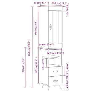 Skříň highboard bílá 34,5 x 34 x 180 cm kompozitní dřevo - obrázek 14