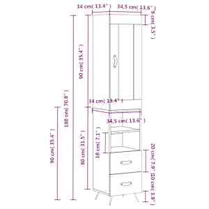 Skříň highboard bílá s vysokým leskem 34,5x34x180 cm kompozit - obrázek 14