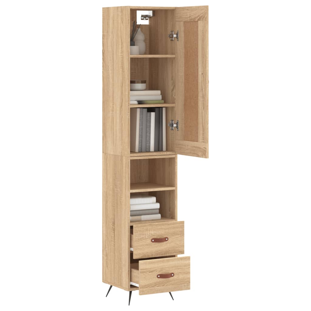 vidaXL Hoge kast 34,5x34x180 cm bewerkt hout sonoma eikenkleurig