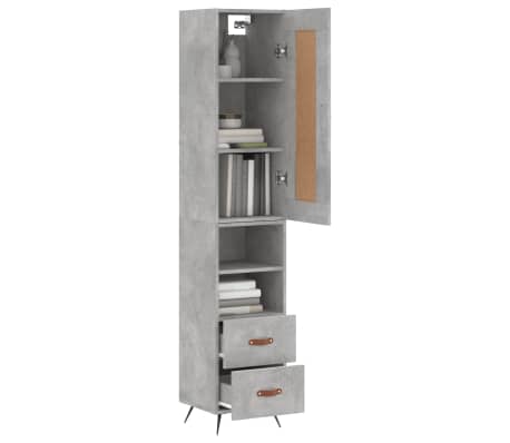 vidaXL Ντουλάπι Γκρι Σκυροδέματος 34,5x34x180 εκ. Επεξεργασμένο Ξύλο