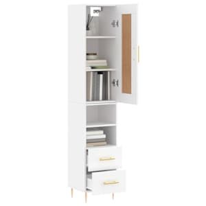 vidaXL Buffet haut Blanc 34,5x34x180 cm Bois d'ing&eacute;nierie