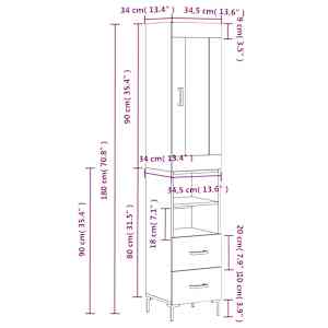 Skříň highboard bílá 34,5 x 34 x 180 cm kompozitní dřevo - obrázek 14