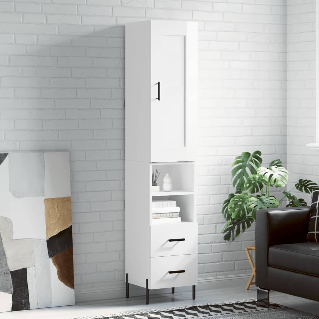 Skříň highboard bílá s vysokým leskem 34,5x34x180 cm kompozit