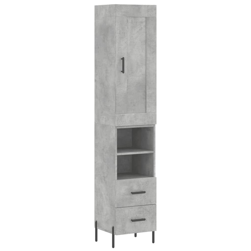 vidaXL Skříň highboard betonově šedá 34,5x34x180 cm kompozitní dřevo