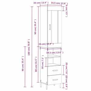 Skříň highboard betonově šedá 34,5x34x180 cm kompozitní dřevo - obrázek 14
