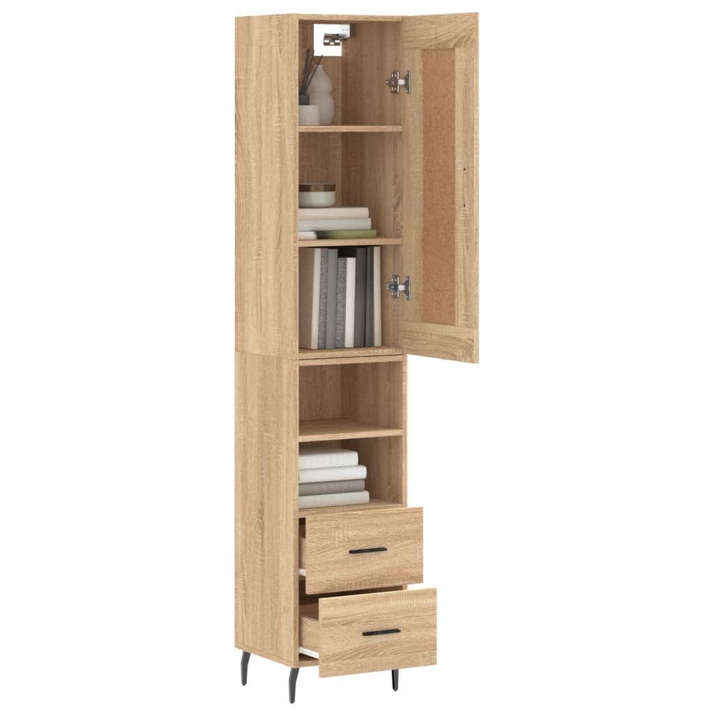 vidaXL Hoge kast 34,5x34x180 cm bewerkt hout sonoma eikenkleurig